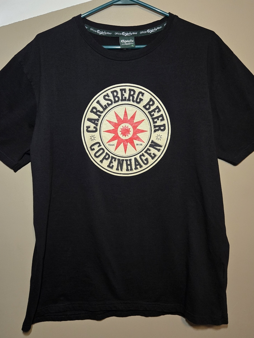 Official Carlsberg Wear Men's Logo  Copenhagen Beer Black T-Shirt Size XL